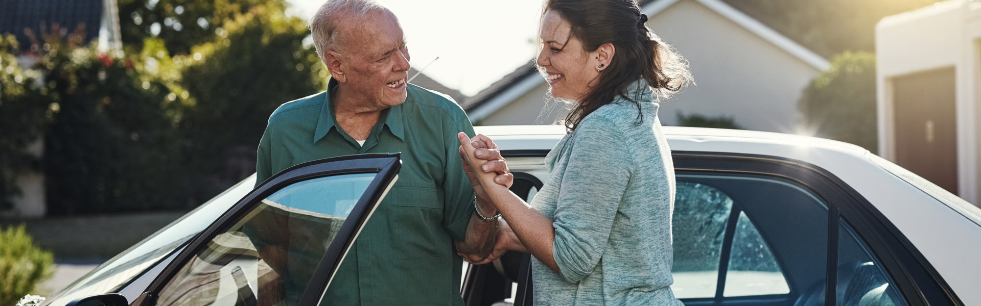 two people smiling